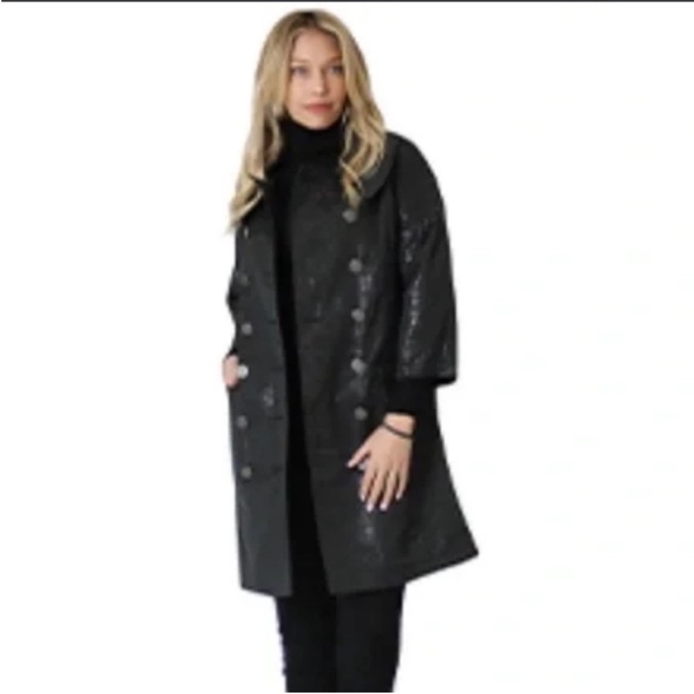 VERTIGO PARIS Metallic Jacket Coat - Black Size S Like New
